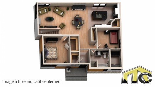 Maison 2 chambres aires de vie arrière